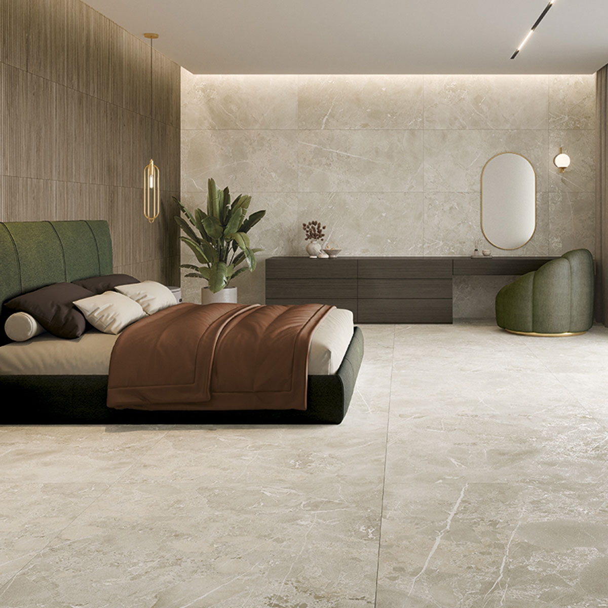 Interior con pavimento Highlands Nature 100x100