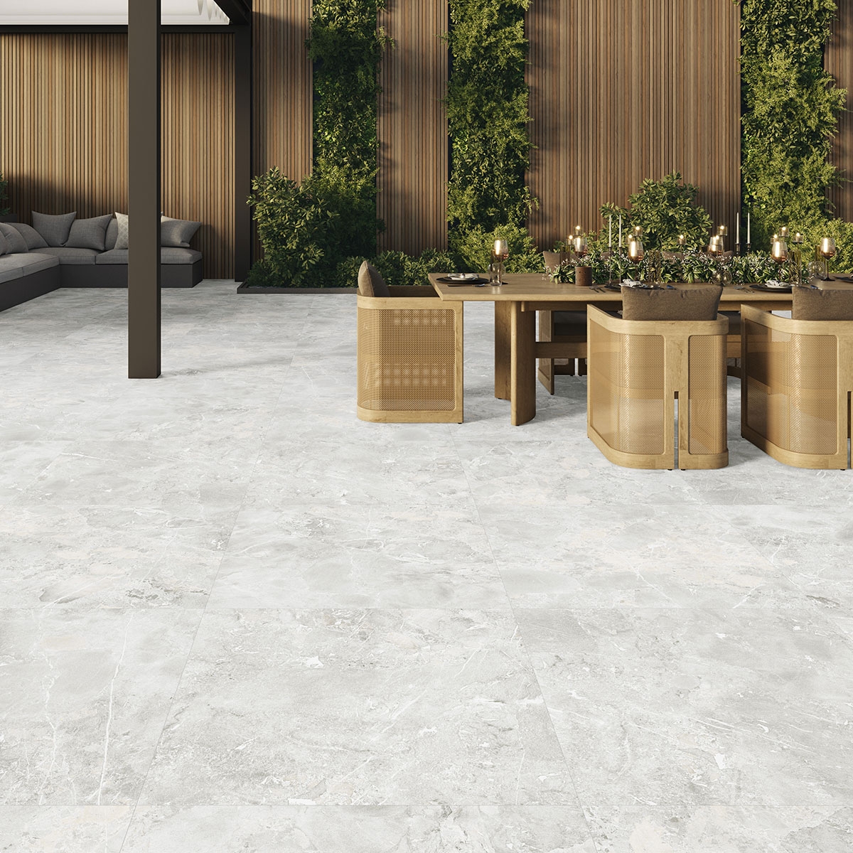 Exterior con pavimento Highlands Light Antideslizante 100x100x2