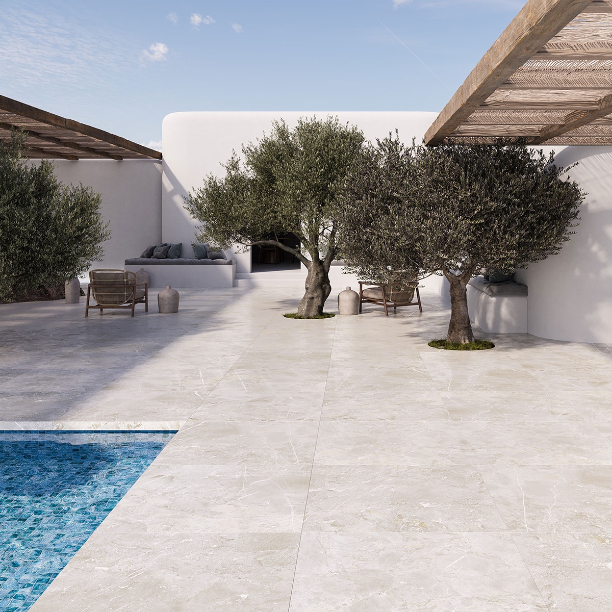 Exterior con pavimento Highlands Nature Antideslizante 100x100x2