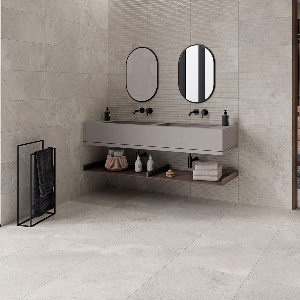 Baño con revestimiento Larsen Inspire Cream 30x60