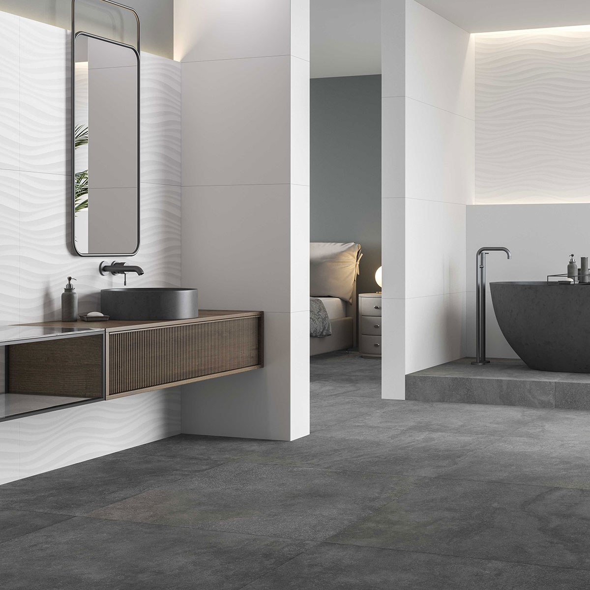 Baño con revestimiento Light White 60x120 (Caja 1.44m2)