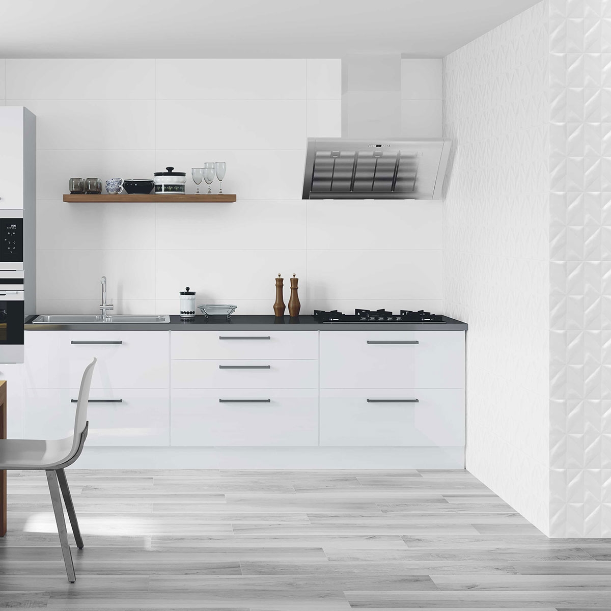 Interior con revestimiento Light Bio White 33x100
