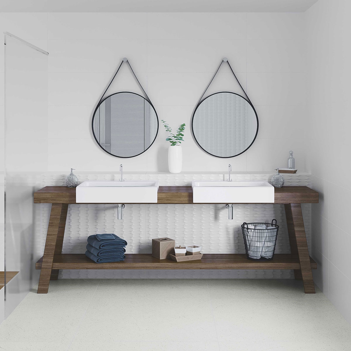 Baño con revestimiento Light Exa White 33x100
