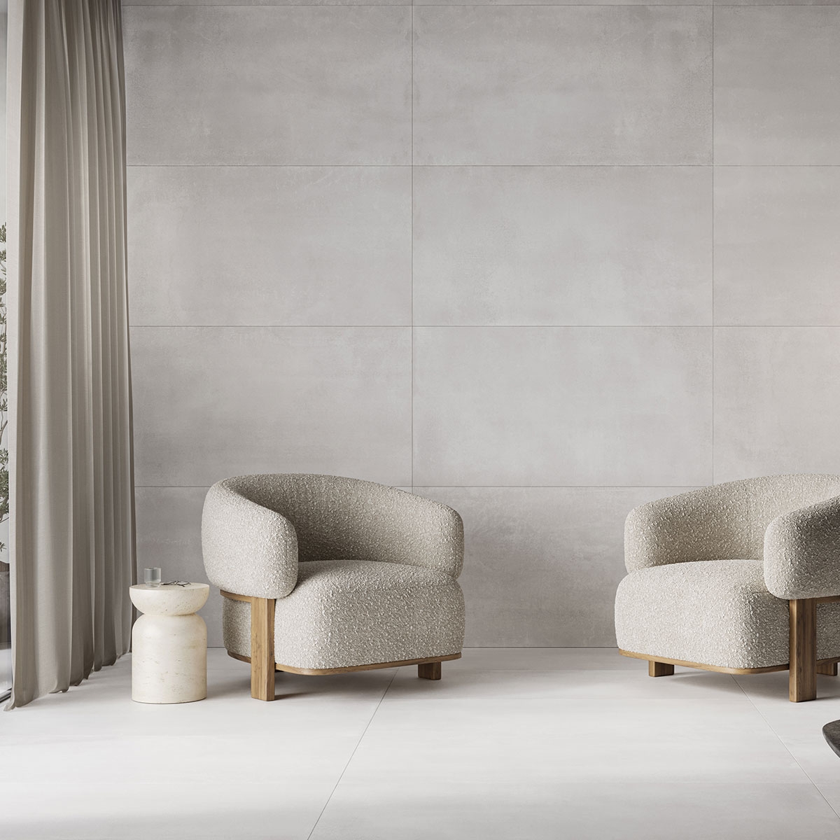 Interior con revestimiento Lightcrete White 60x120 (Caja 1.44m2)