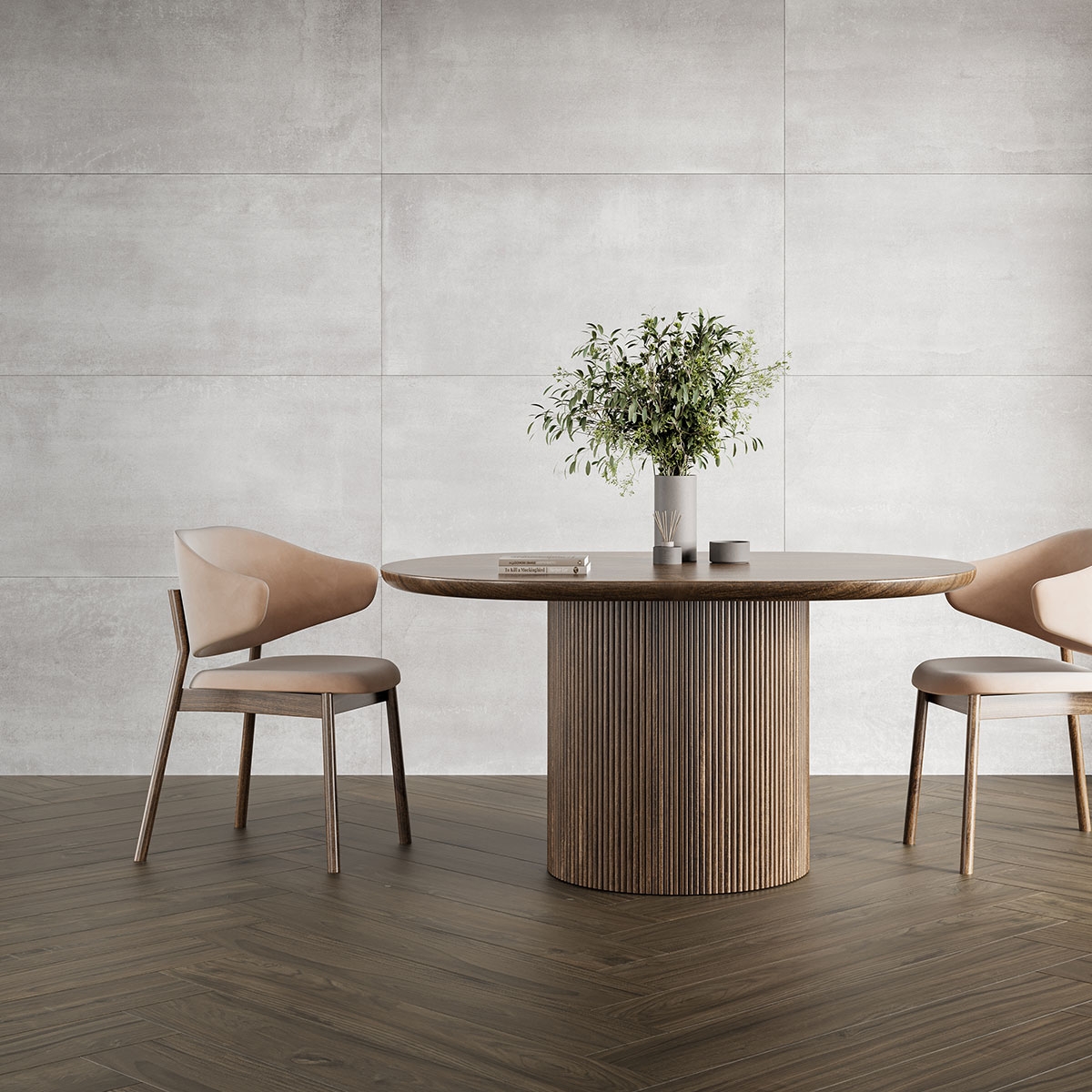 Interior con revestimiento Lightcrete White 60x120