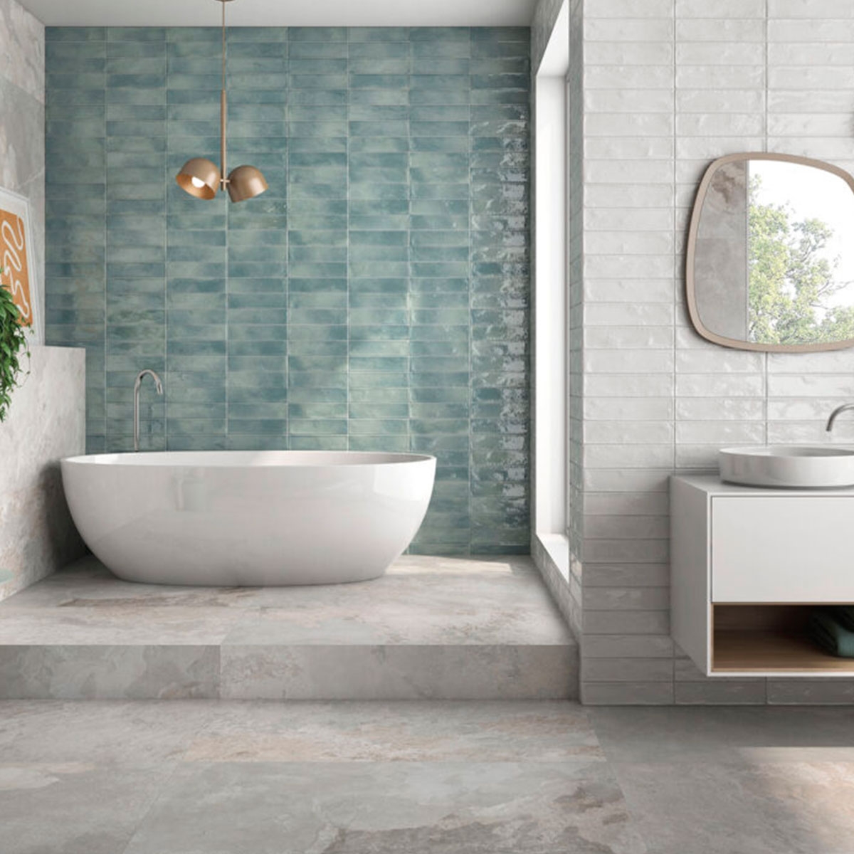 Baño con Pavimento Borba Blanco 60x120