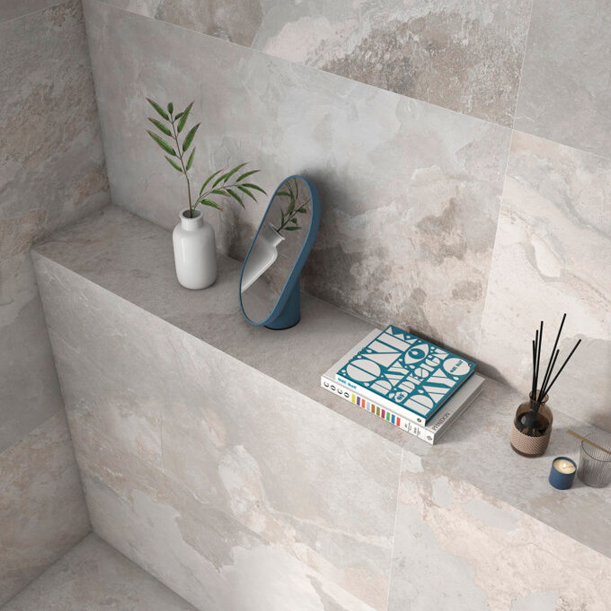 Baño con Pavimento Borba Blanco 60x120 (Caja 1,44m2)