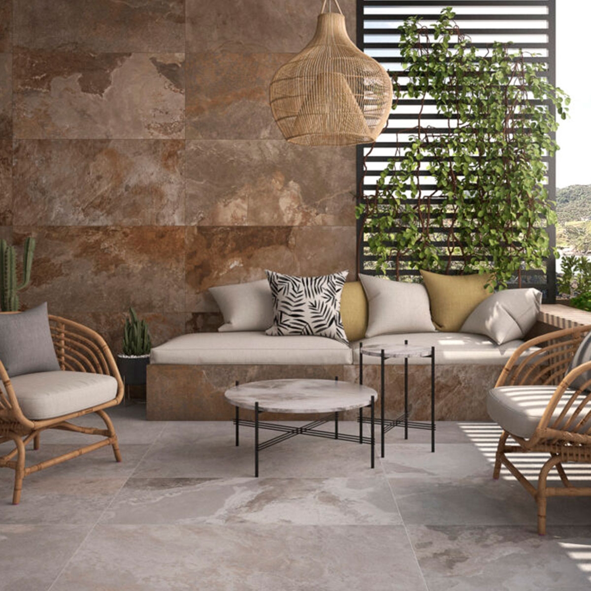 Terraza con Pavimento Borba Blanco 60x120