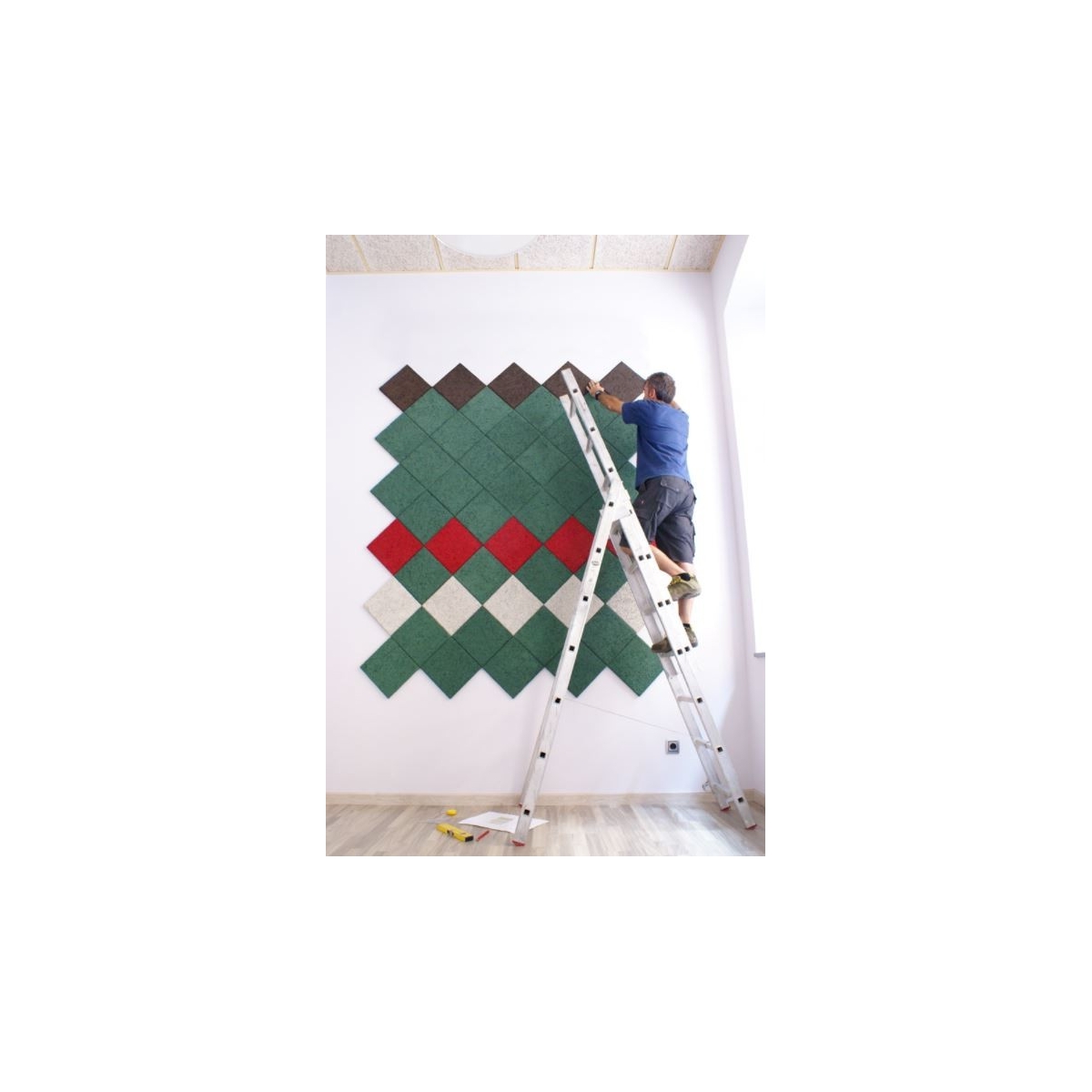 Decorate and insulate with Legnomuro Pistachio synthetic panel 29x29