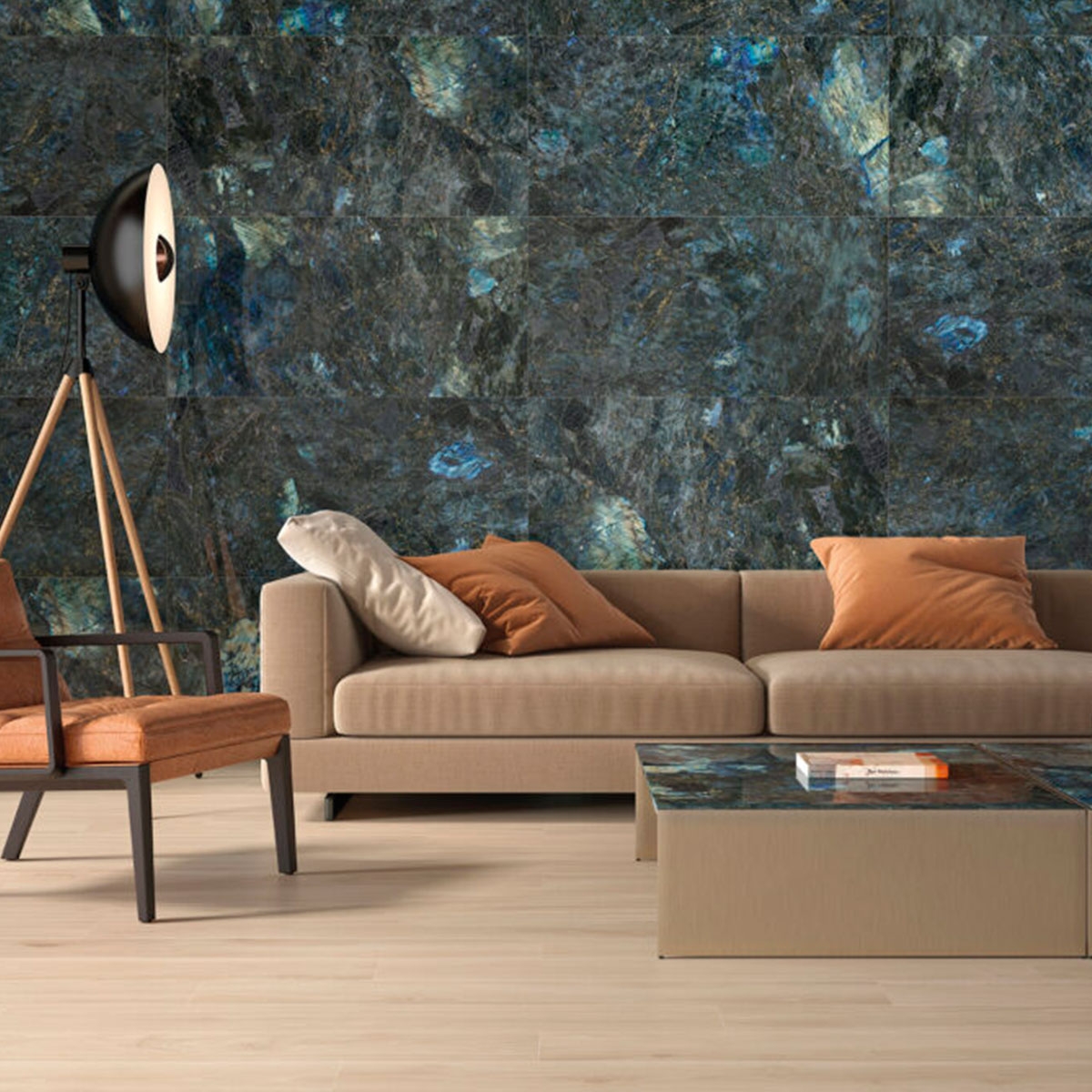 Sala con Pavimento Byron Haya 20x120 Xtra