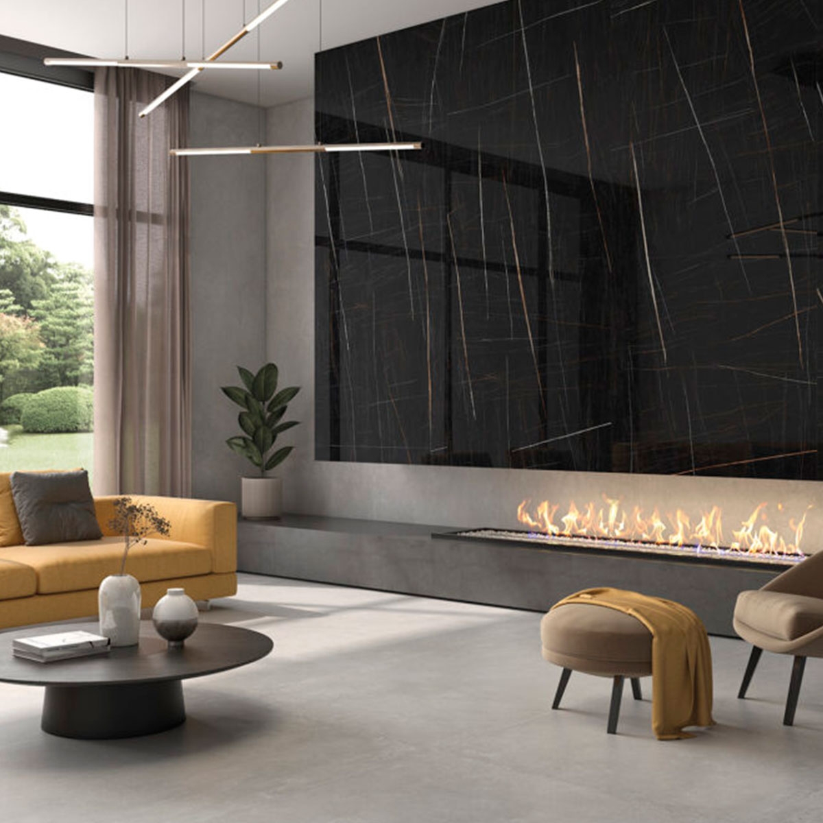 Sala con Pavimento Ground Perla 120x120
