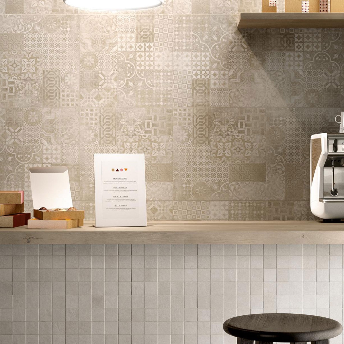 Interior con revestimiento Plaster Cementine Grey 60x60 (Caja 1.08m2)