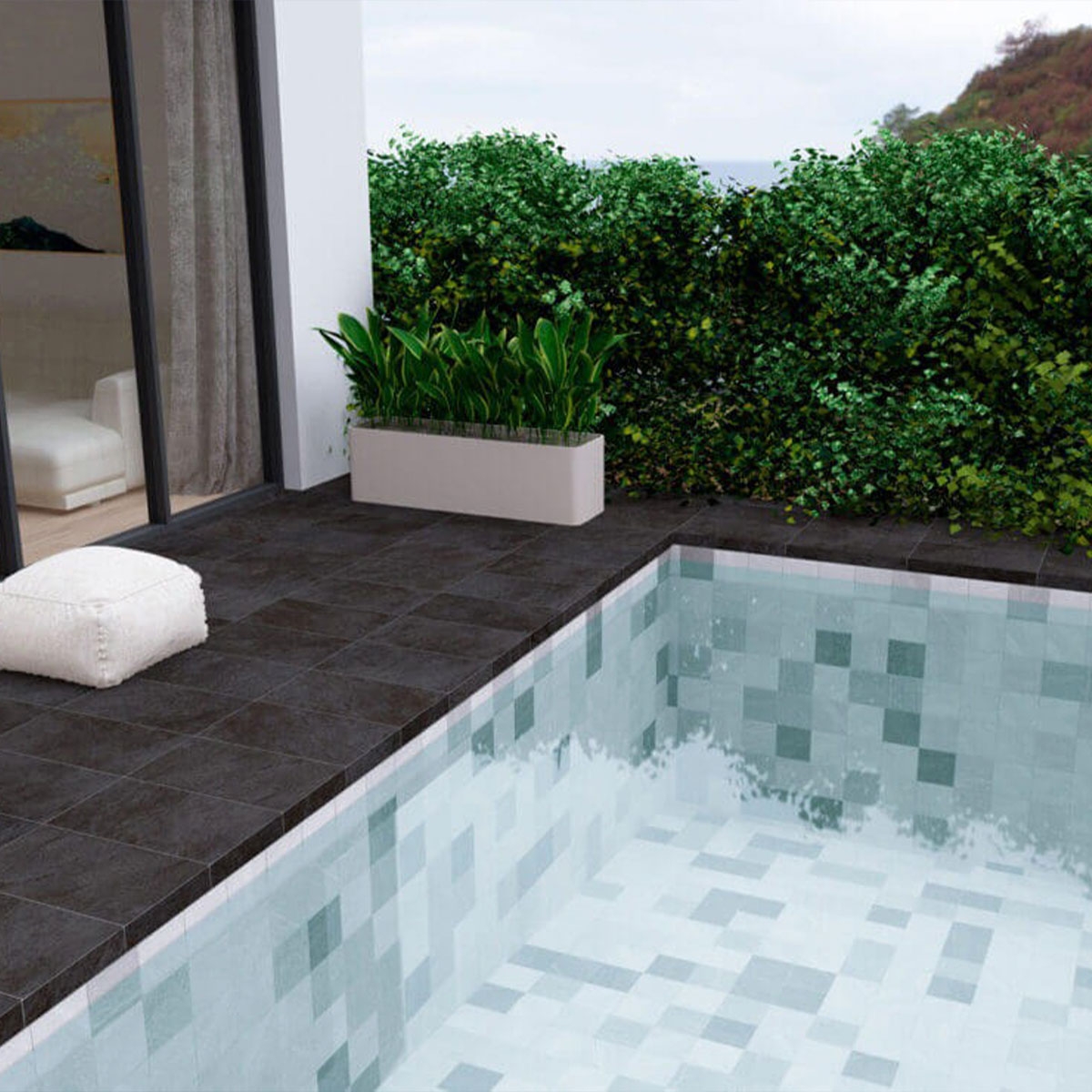 Piscina con revestimiento Pireo Gris 15x15 (Caja 0,99m2)