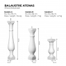 Prefabricated concrete baluster model Atenas measurements