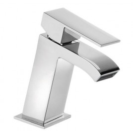 Single lever basin faucet inclined square