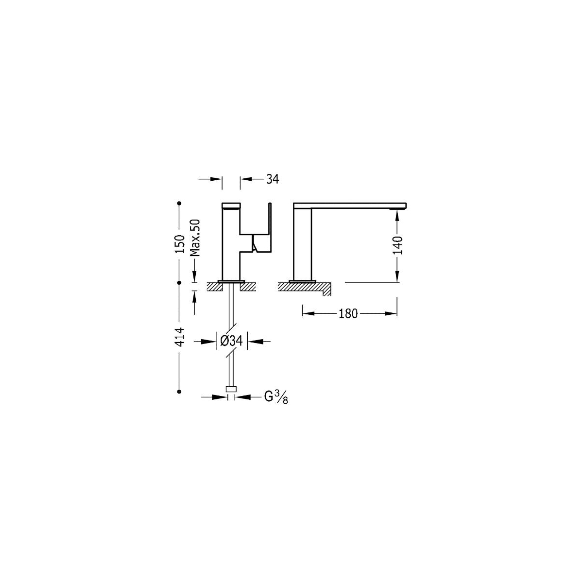 Einhebel-Badezimmerhahn mit 34x10 mm quadratischer Ausguss zum besten Preis