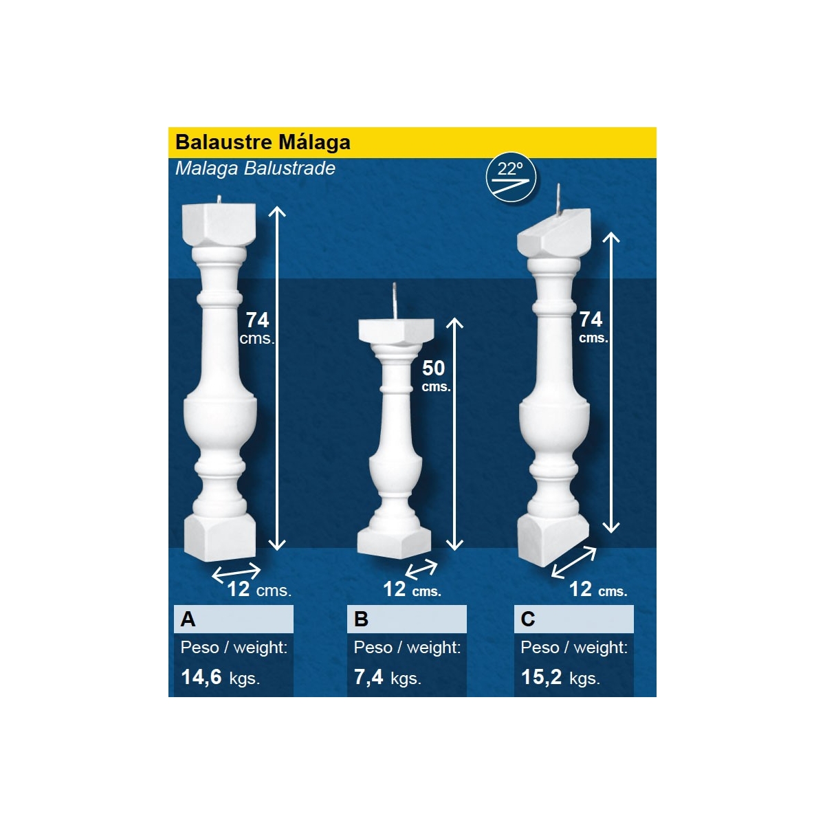 Balustre Malaga (Pack 4 unités) - Prefabricados López