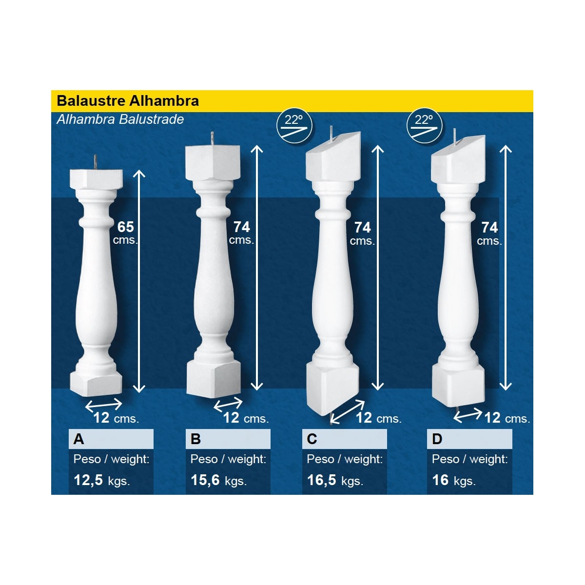 Balustre Alhambra (Pack 4 unités) - Prefabricados López