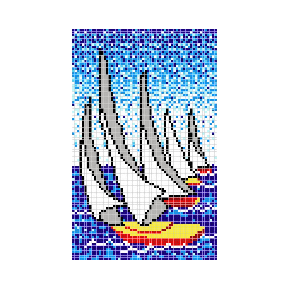 Sailboats Pool Bottom - Borders and Mosaic Drawings - Marca VIDREPUR