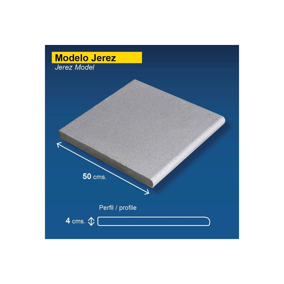 Straight Jerez 50x50 pool edge in washed Chinese - Jerez Model