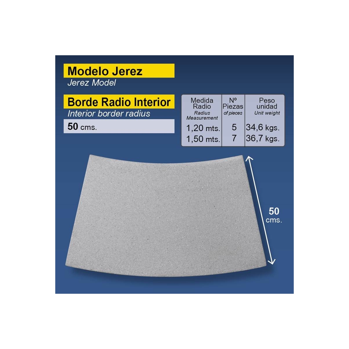 Curved inner edge Jerez - Prefabricados López