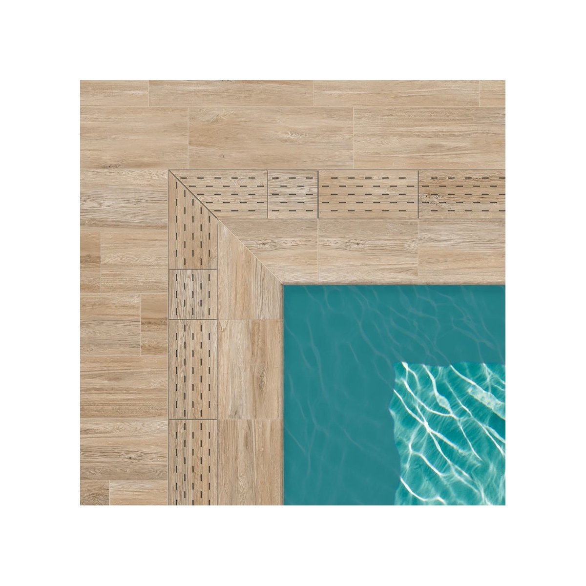 Creta Woods Bord de piscine nordique 33x50 Bois Céramique nordique Bords de piscine majeurs