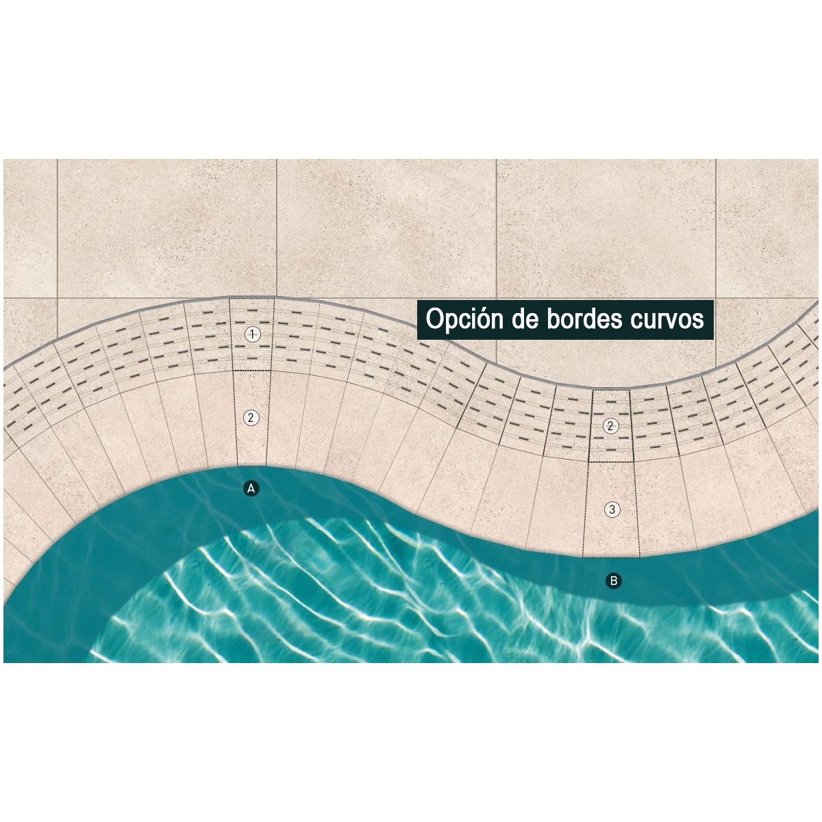 Zona envolvente da piscina Creta Stromboli Creme 33x50 Ceramiche Mayor