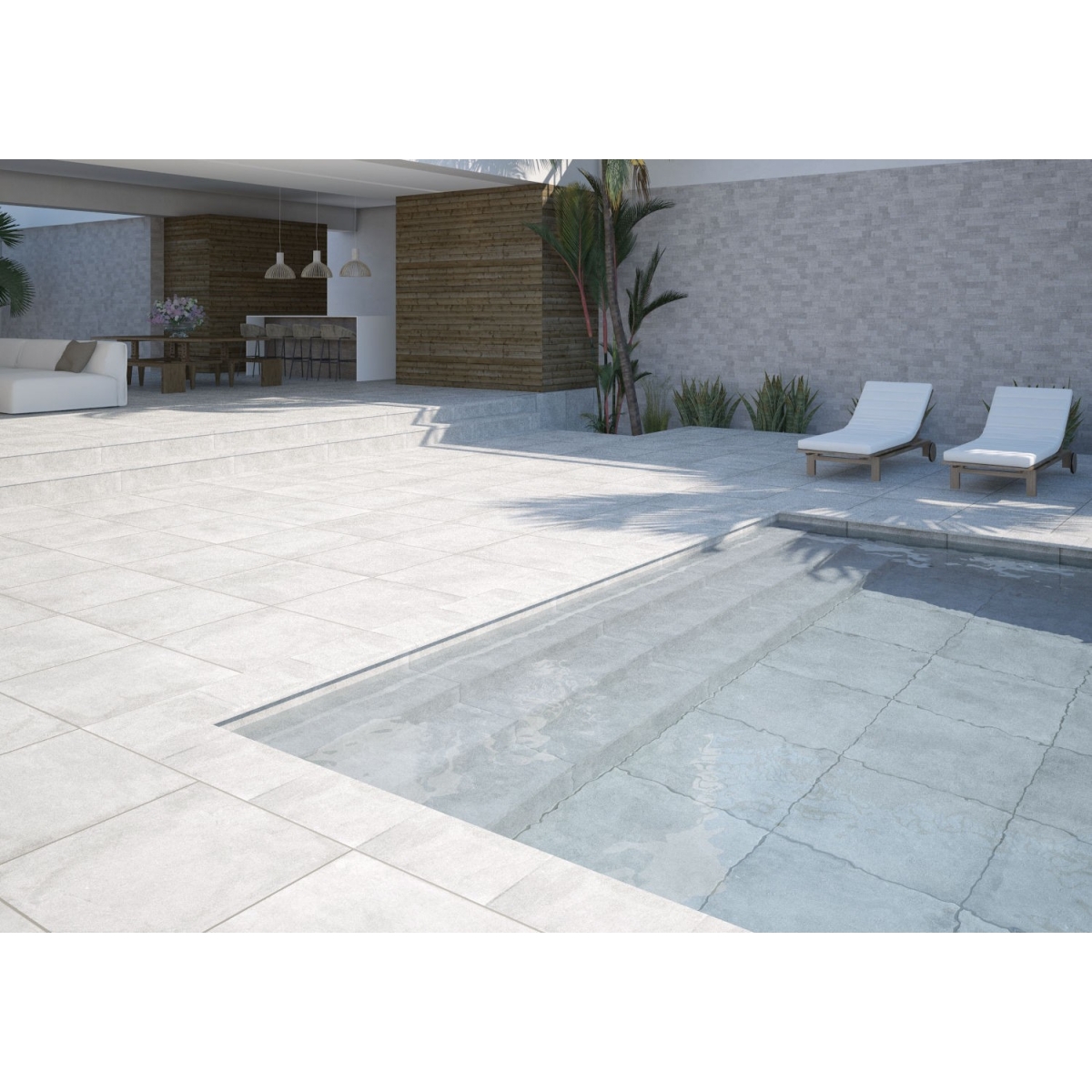 Creta Cements Snow pool edge 33x50 Cements Snow Ceramic Major pool edges