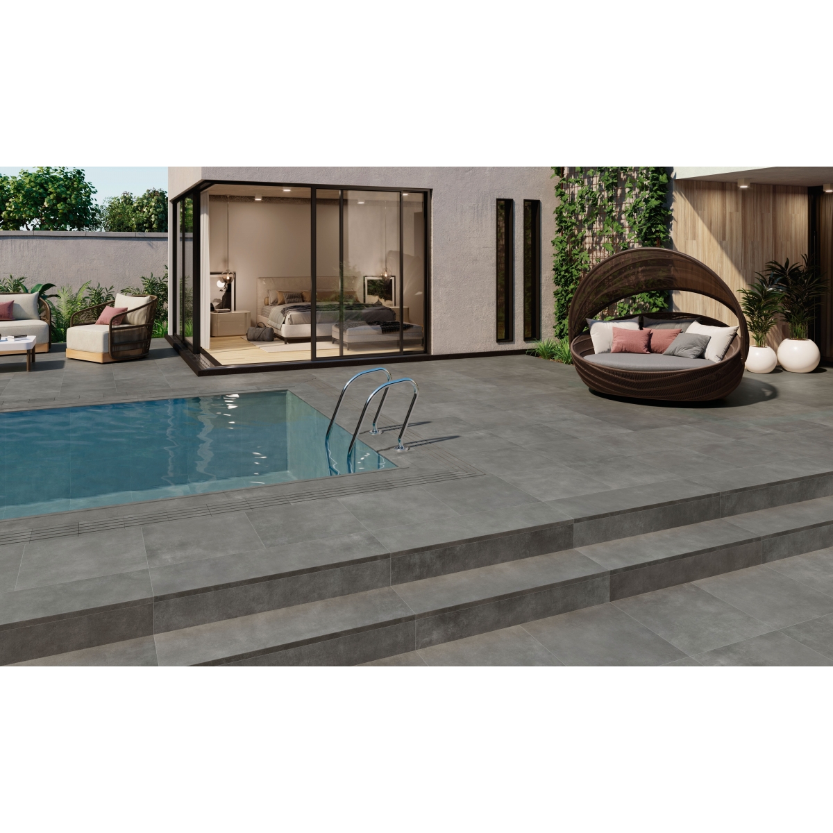 Work Taupe 4x4 Ecke (Box 4 Einheiten) – Work B Sammlung – Poolkanten – Marke APE