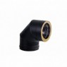 Double wall pellet elbow - Double wall stainless steel pellet pipes painted in black - Brand Exojo