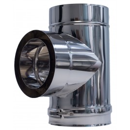 Stainless steel double-walled "T" terminal for pellet stoves