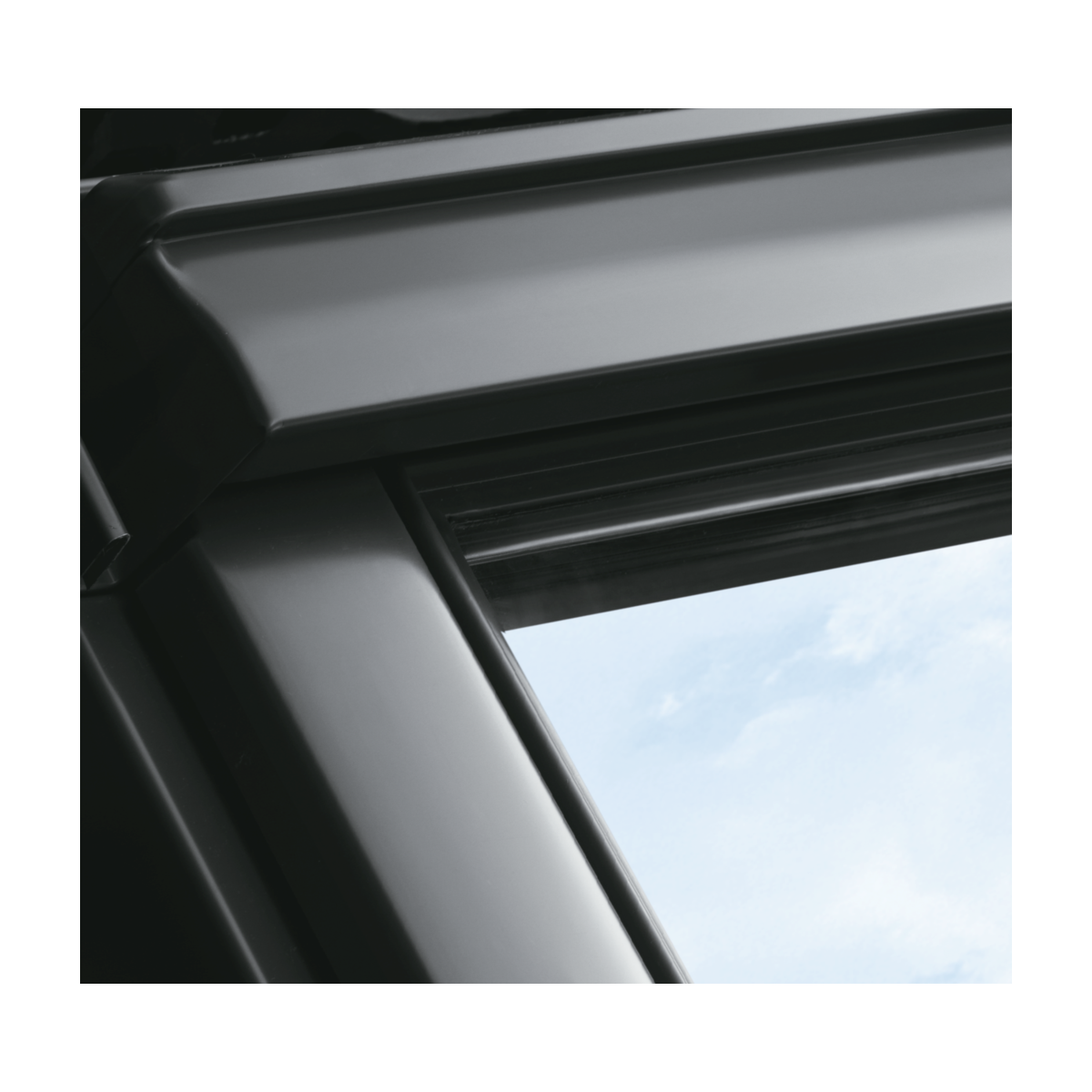 Rotating roof window made of Velux white polyurethane finish