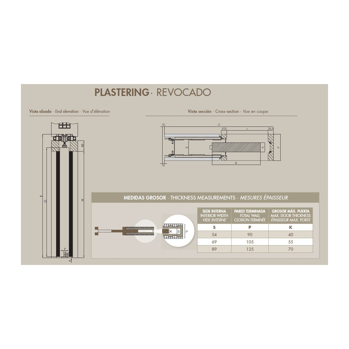 Sliding door structure 800 x 2020 x 69 mm Structures for sliding doors 0