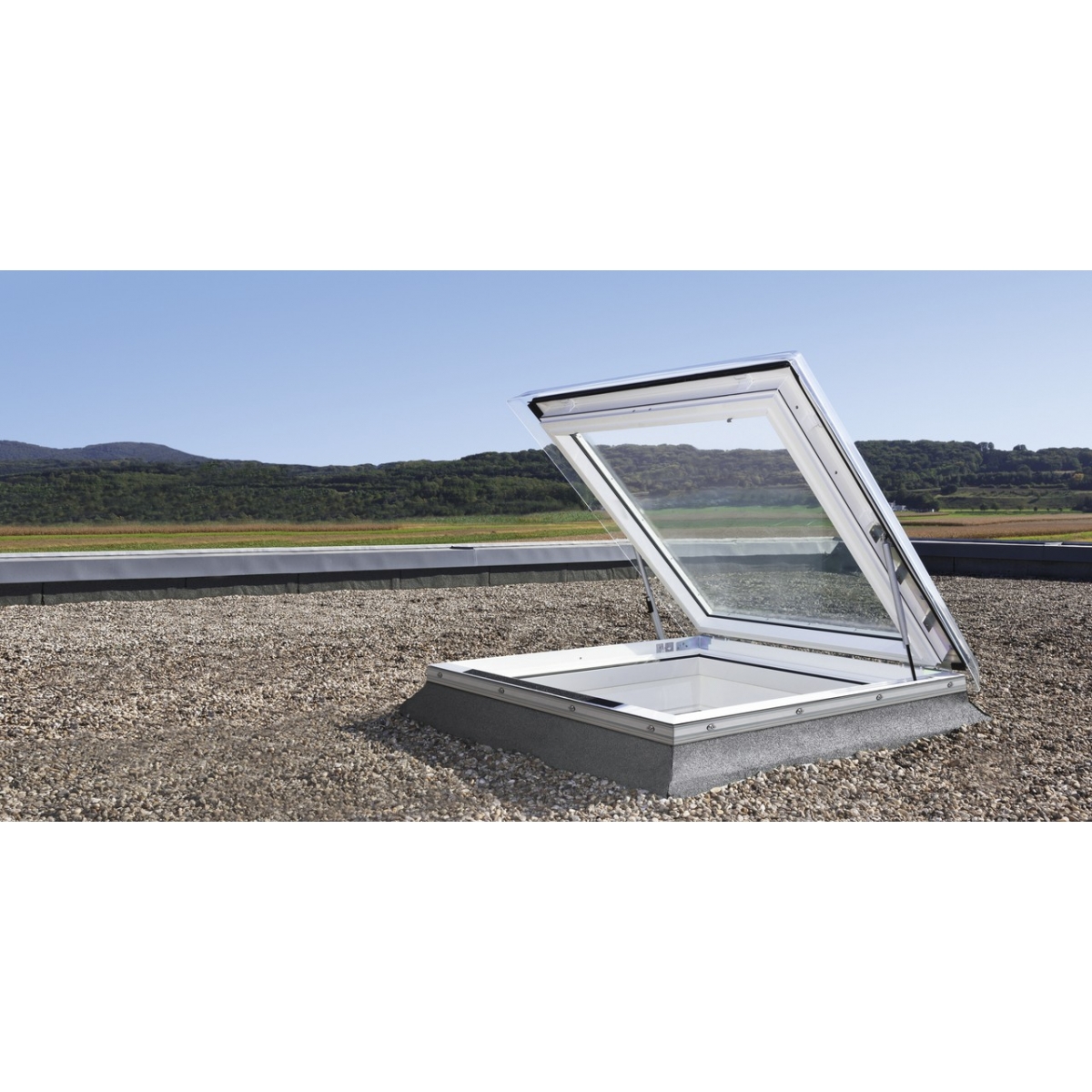 Flat covered window with exit to roof