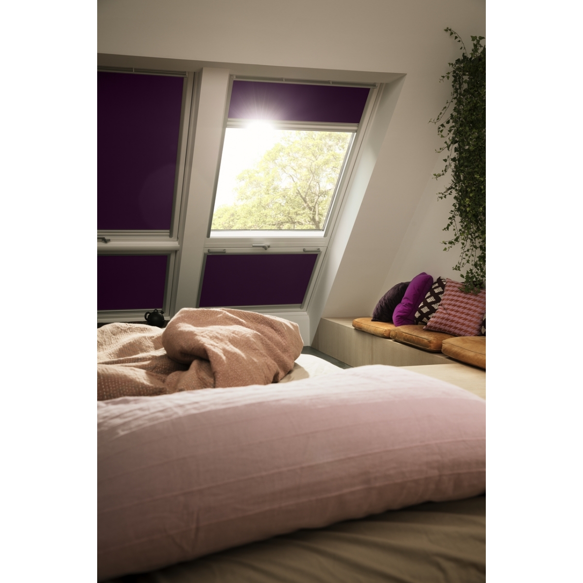 VELUX curtains for roof windows - DUO VELUX blackout curtain - DUO manual curtain DFD Beige 1085 Standard