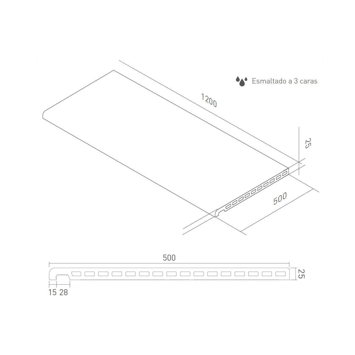 Bordas de coroamento para piscina Cerámica Mayor - Samoa Crosscut Petra borda da piscina 50x120cm