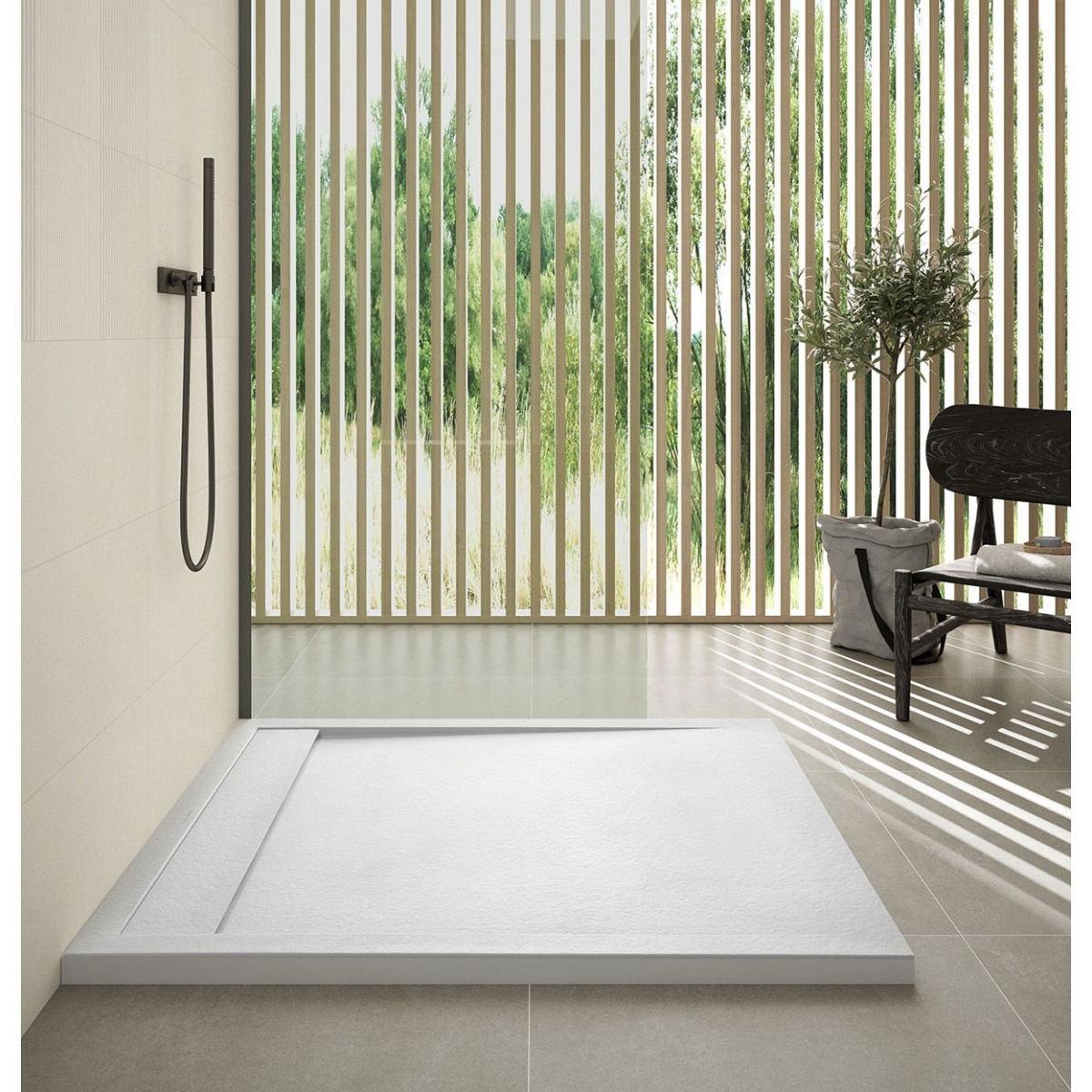 McBath - Resin Shower Tray 160 x 80 cm - Rectangular shower tray 160x80 Andromeda Stone Cover Pearl