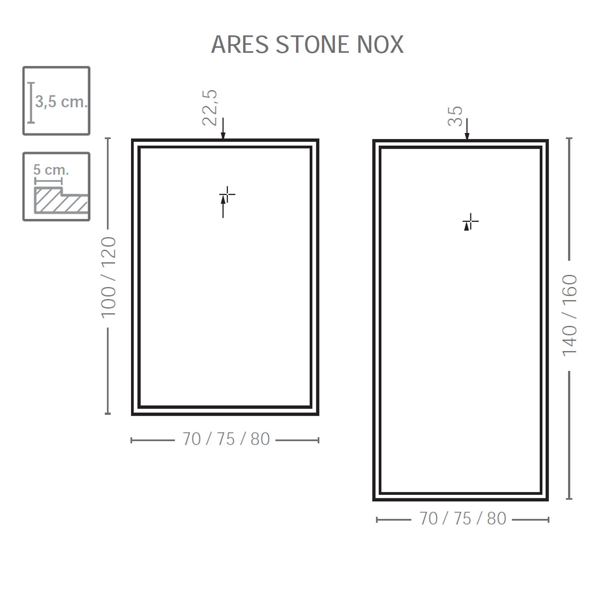 Plato de ducha rectangular 100x80 Ares Stone Nox Basalto - Platos de Ducha de Resina McBath