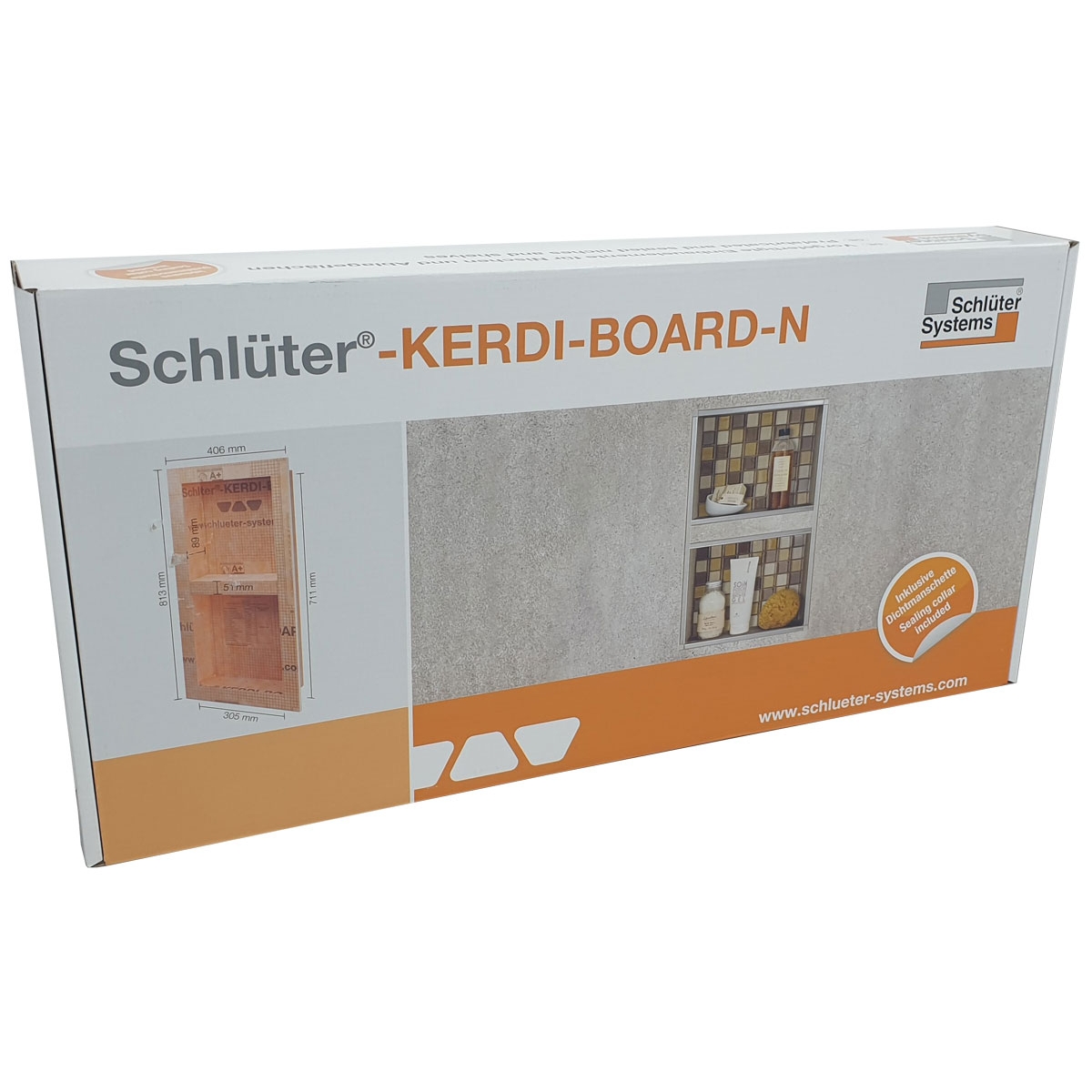 Hornacina rectangular con estante para baño prefabricada de 30.5x71.1x89 cm - Baño Schlüter Systems