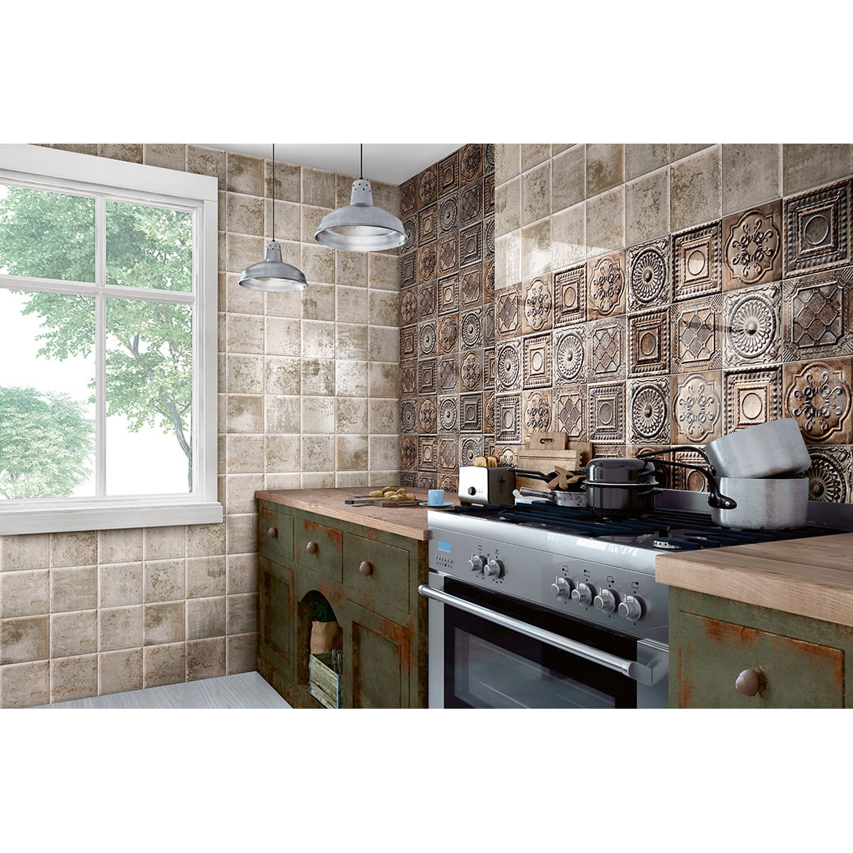 Mainzu - Tin Tile Collection by Mainzu - Telha de Estanho Cinzento 20x20 cm