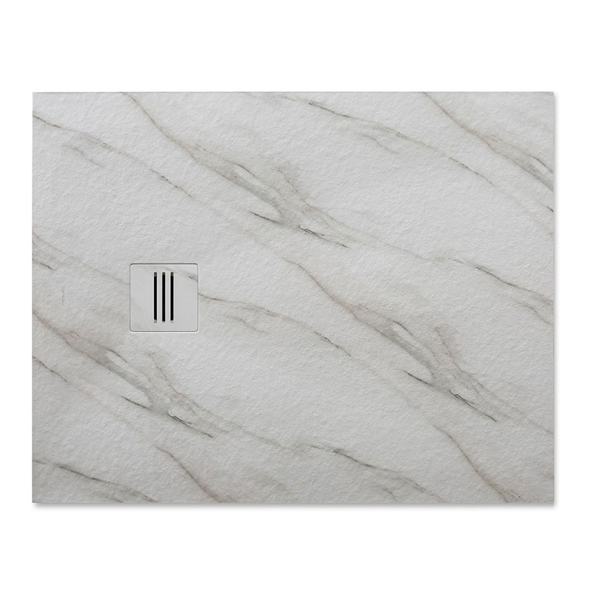 Resin Shower Trays - 100 x 80 cm Resin Shower Tray - Mirage Calacatta White 100x80 Rectangular Shower Tray