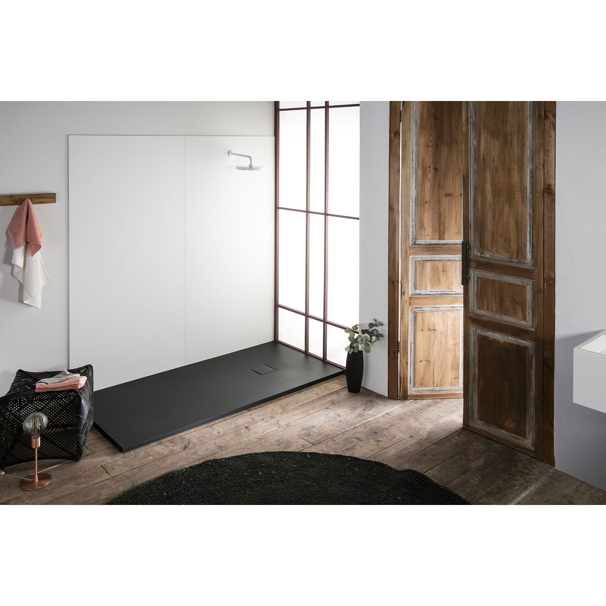 Resin Shower Trays - Resin Shower Tray 120 x 80 cm - Rectangular shower tray 120x80 Zeus Vulcano Anthracite