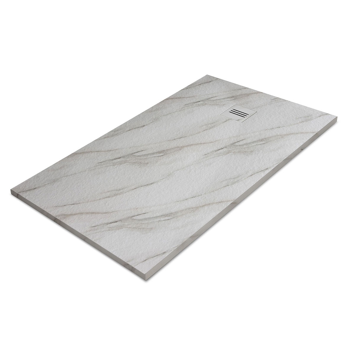 Plato de ducha rectangular 160x80 Mirage Calacatta Blanco - McBath