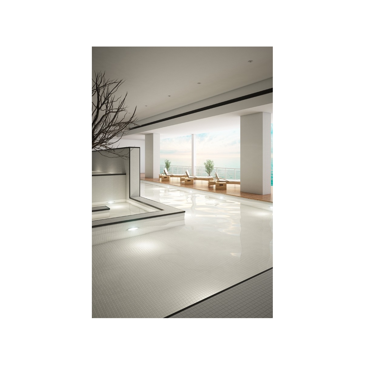 Schlichtes weißes Mosaik (Box 2 m²) – Duschtabletts VIDREPUR