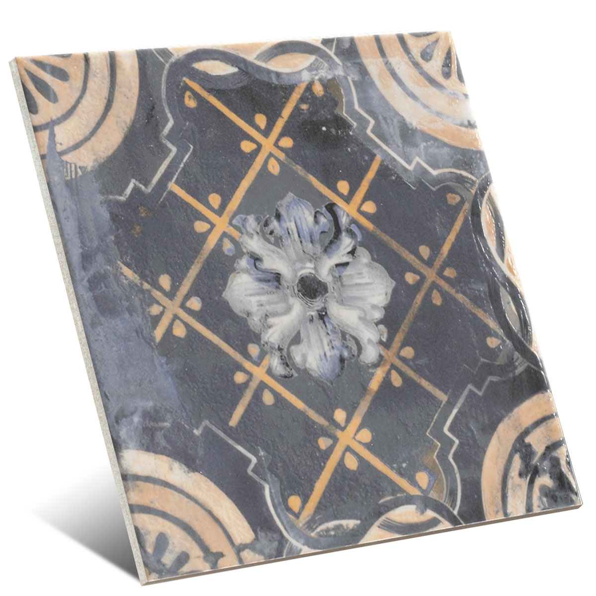 Revêtement avec décorations Mainzu - Ricordi Azurro 20x20 (boîte 1 m2)