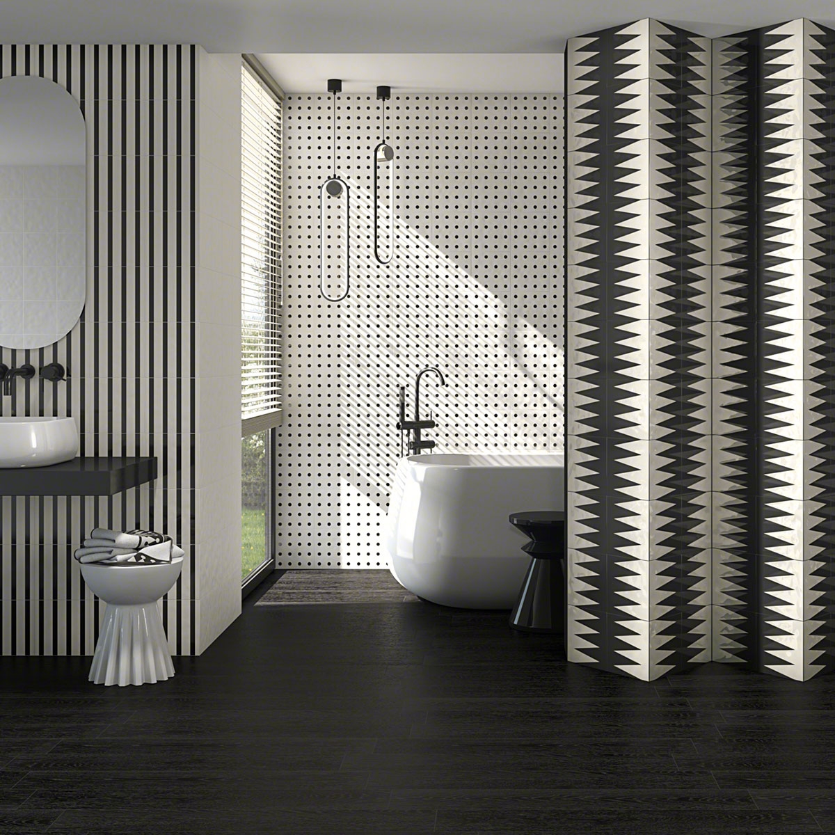 Vives - Filippo Soul Collection von Vives - Grinyon White Black 20x20 (Schachtel mit 1 m²)