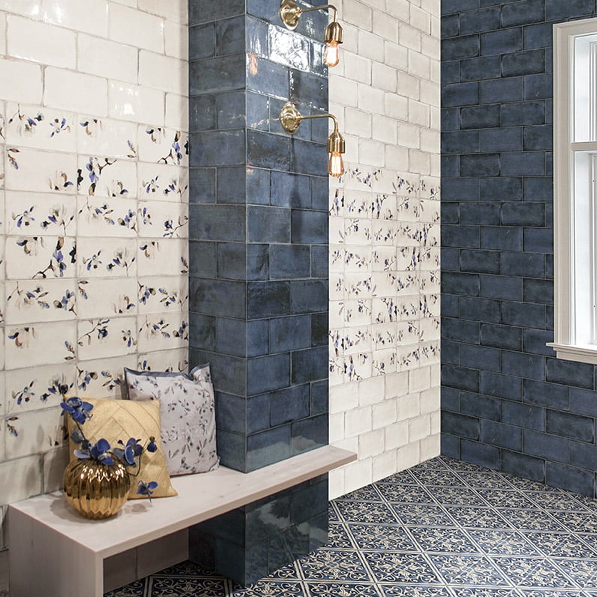 Esenzia Blanc 15x30 (boîte 1 m2) - Revêtement avec décorations Mainzu