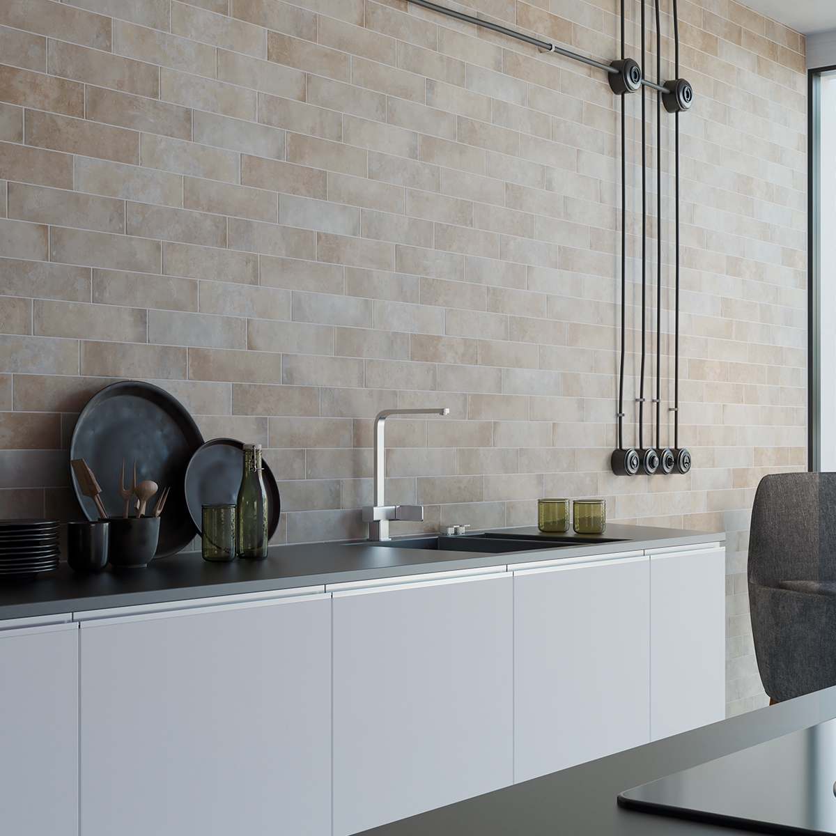 Pavimento imitación piedra en formato pequeño blanes siena