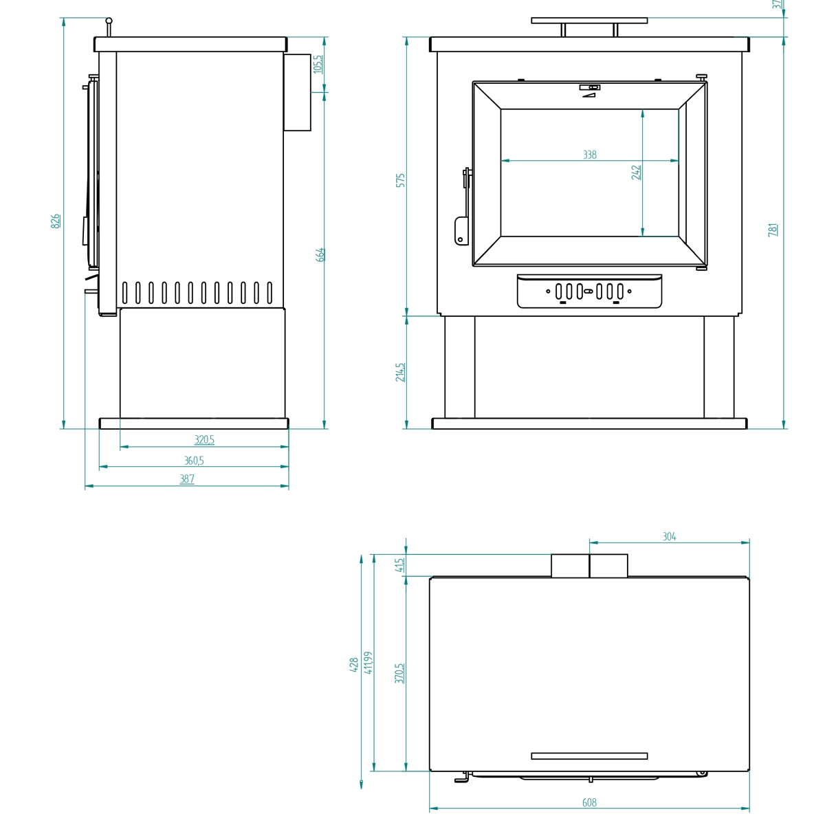 Poêle à bois CH-1 avec chauffe-plat, porte et grill - Poêles à bois