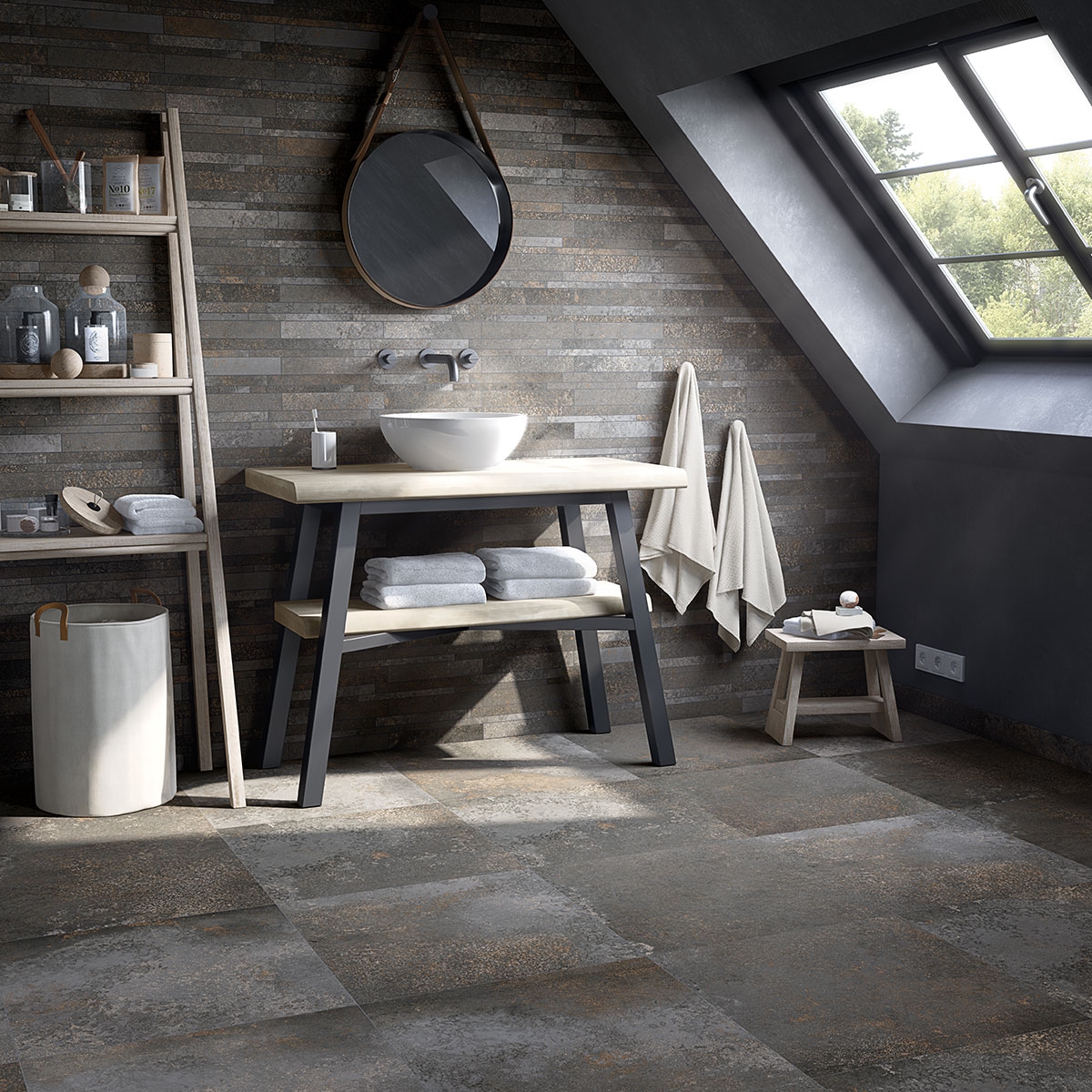 Metal imitation flooring Vives - Yuri-R Basalt 117.5x117.5